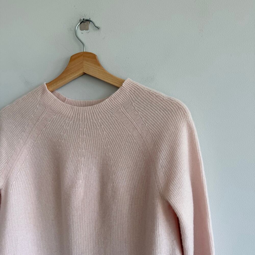 Vince Cashmere Directional Ribbed Crew Neck Stretch Pullover Sweater Rosewater S - Picture 4 of 8